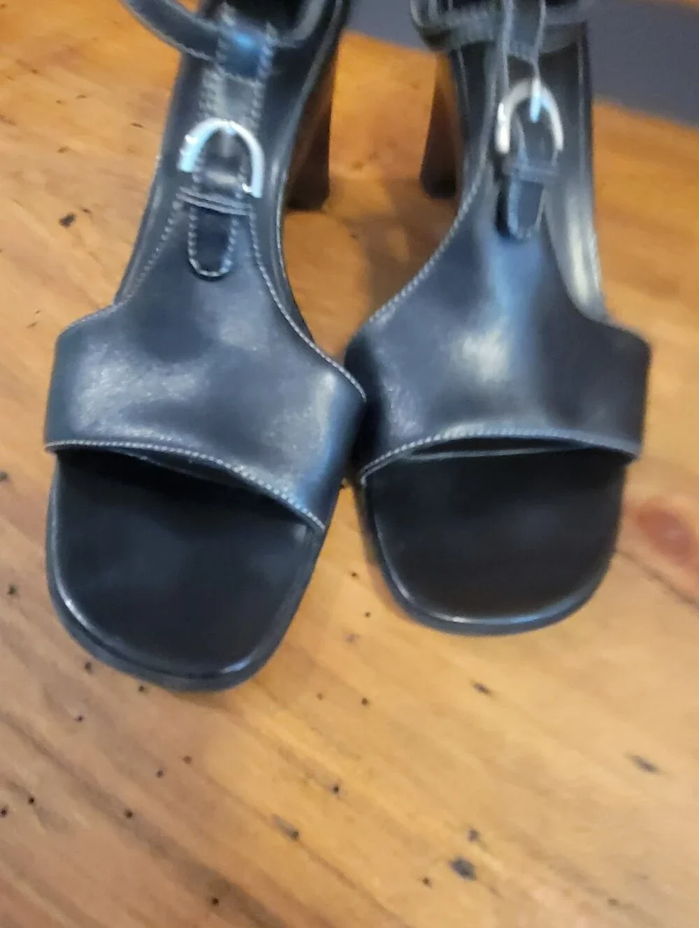 Vintage Micheal Shannon Size 7.5 Black Leather Sling Back 2.5